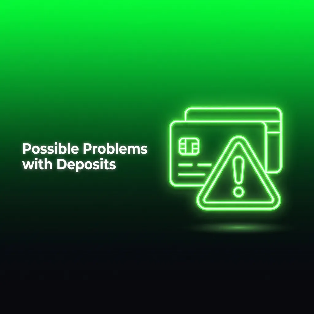 Checklist showing common deposit problems including payment errors, limits, and verification issues with solutions