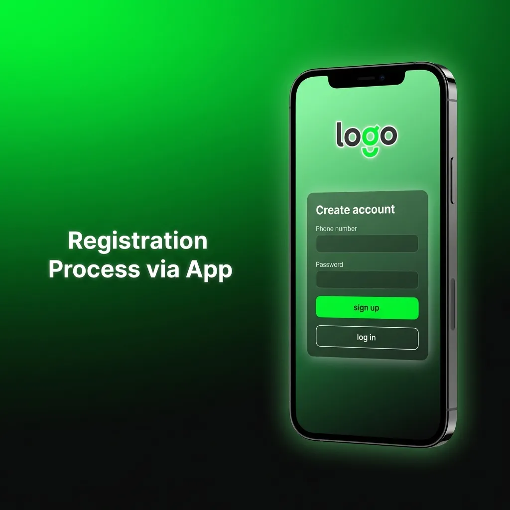Mobile app registration screen showing sign-up form with email, password, currency selection, and age confirmation fields
